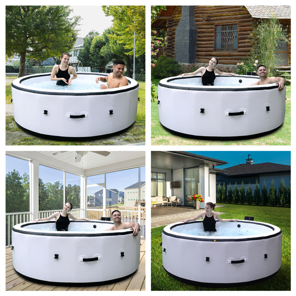 可容纳 4 至 6 人的大型按摩浴缸，便携式户外水疗池，配备 150 个气泡喷嘴和 1 个保温盖，适用于庭院、花园和户外场所。-7