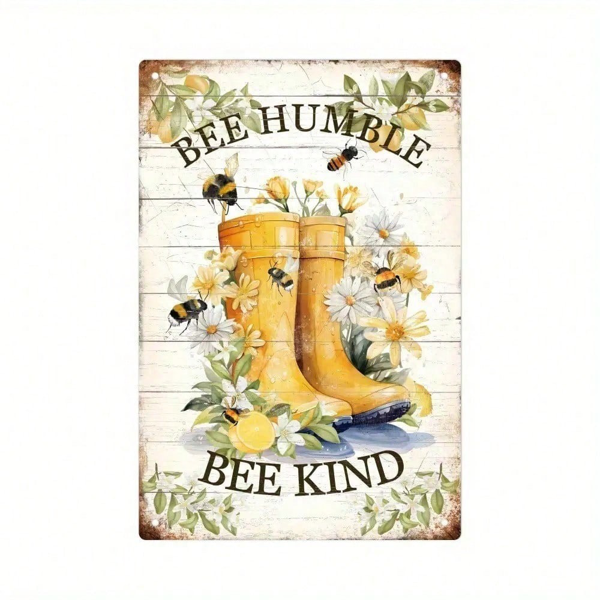 CIFbuy8x12 英寸 ( 20.3x30.5cm )复古风乡村风铝合金标牌FarmhouseBee（TikTok、temu下自提）-6