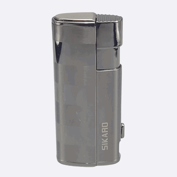 SIKARO®飓风* 三直冲专用高档雪茄打火机带雪茄打孔器黑镍枪黑雪茄香烟厨房户外可重复充气可调节火焰高度便携式