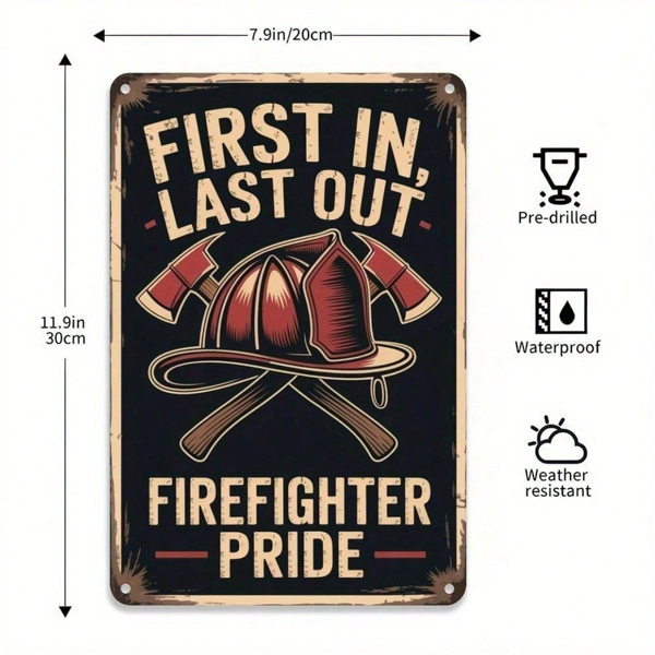 CIFbuy8x12 英寸 ( 20.3x30.5cm )复古风铝合金标牌Firefighter适用于家居、酒吧、车库（TikTok、temu下自提）-5