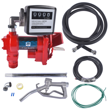 抽油泵套装 Diesel Gasoline Fuel Transfer Pump 20GPM 12V w/Oil Meter for Gas Diesel Kerosene