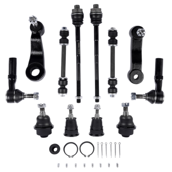 球头拉杆稳定杆套装 12Pcs Front Ball Joints Tie Rods Sway Bars Kit Fit for Chevy Silverado GMC Sierra 1500HD 2500 2500HD 3500 3500HD 2001-2010 K80631 K6654 K6535 ES3488 ES3609