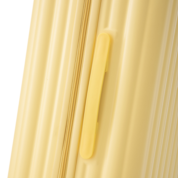 20英寸/24英寸/28英寸三件套ABS材质万向轮拉杆箱，登机箱，带杯架、USB接口和手机支架（黄色）-23