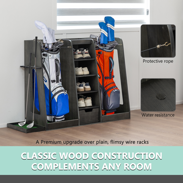 木制高尔夫球架，灰色-7