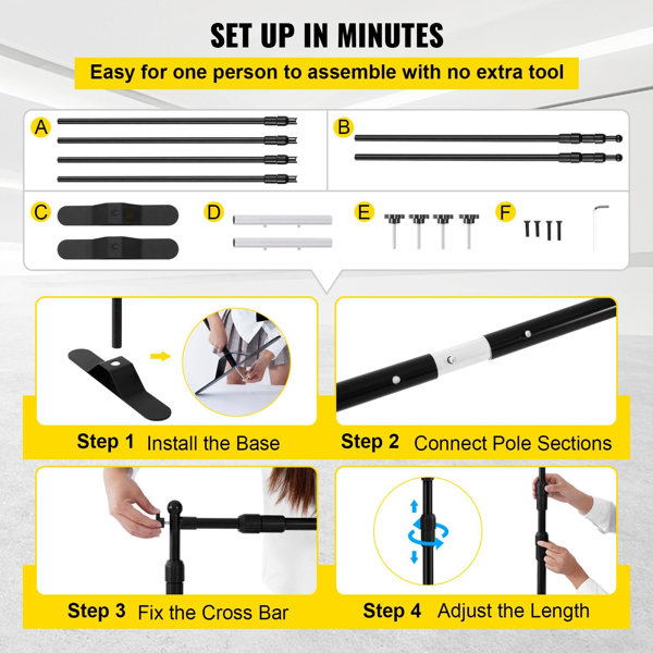 背景台 10 x 8 英尺，可调节高度背景台，带一个携带包，派对婚礼工作室展会照片背景-6