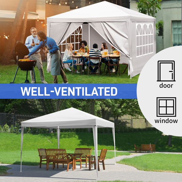 10*10ft  白色  4围 仿折叠棚 2门2窗  PE布 喷塑铁管-13