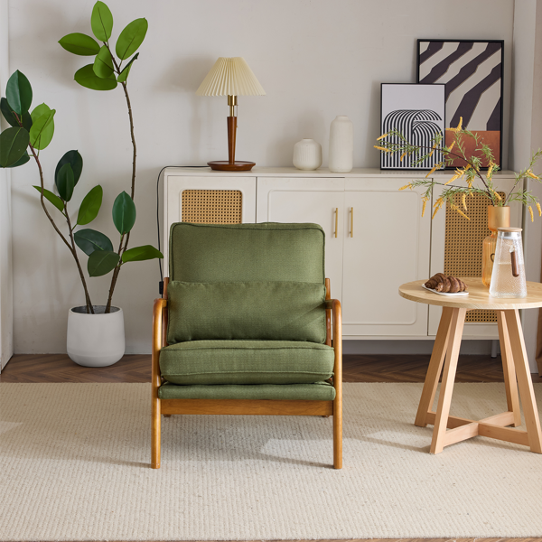 橡木扶手 单人休闲椅  室内休闲椅 橡木 软包 墨绿色 室内休闲椅 1pcs-27