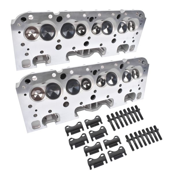缸盖总成 2Pcs Complete Cylinder Heads 129006601 Fits for Small Block Chevy 350 190cc 64cc 2.02/1.60'' - Straight-5