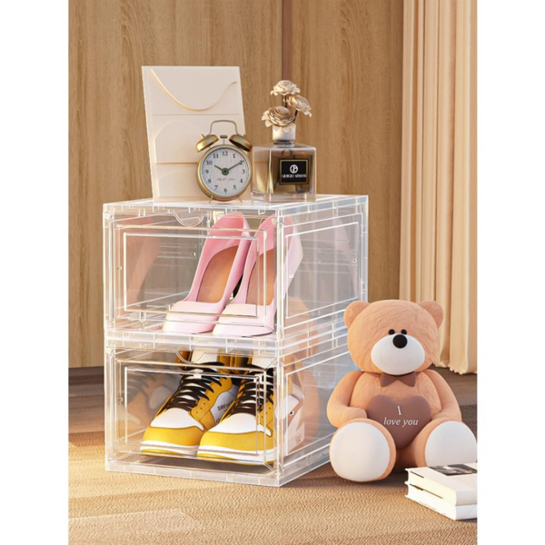 鞋盒 透明磁吸 白色 大号 6个装 34*27*20.5cm 侧开门-16