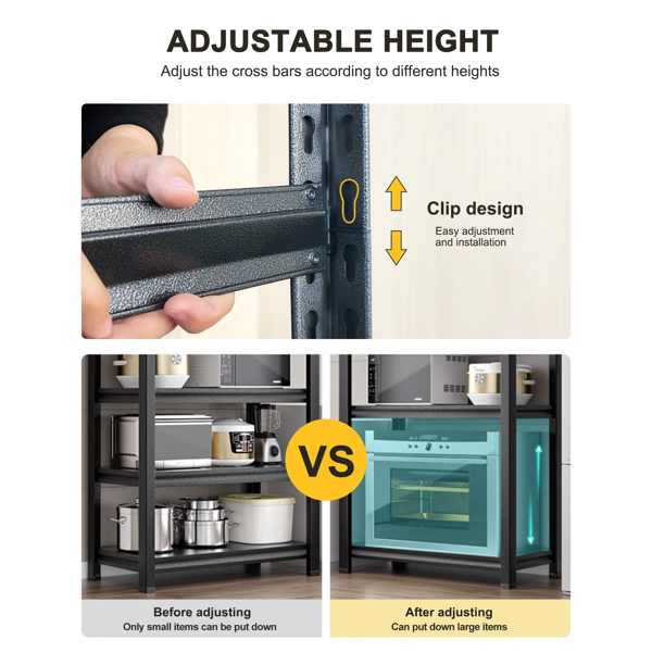 5层金属储物架，2200磅可调节金属搁板，黑色，需要组装-11