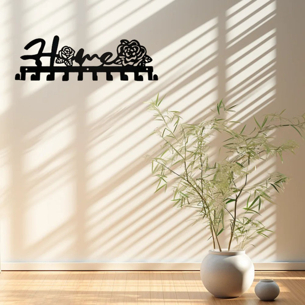 CIFbuy™ 房屋玫瑰钥匙挂架 金属壁挂式多功能收纳架（TikTok、temu下自提）-2