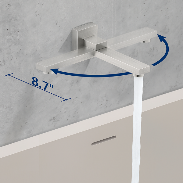 公NPT折叠式浴缸淋浴水龙头，带浴缸水龙头套件和浴室手持淋浴喷头系统，拉丝镍黑色3功能浴缸淋浴粗糙阀门和分流器【周末不发货，TK/TEMU订单仅支持自提】-4