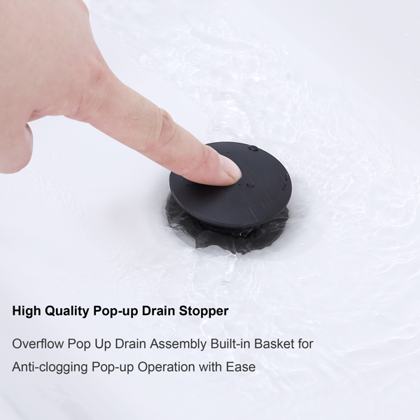 2把手4英寸油擦青铜浴室水龙头，带弹出式排水管和供水软管的浴室洗手盆水龙头【周末不发货，TK/TEMU订单仅支持自提】-6