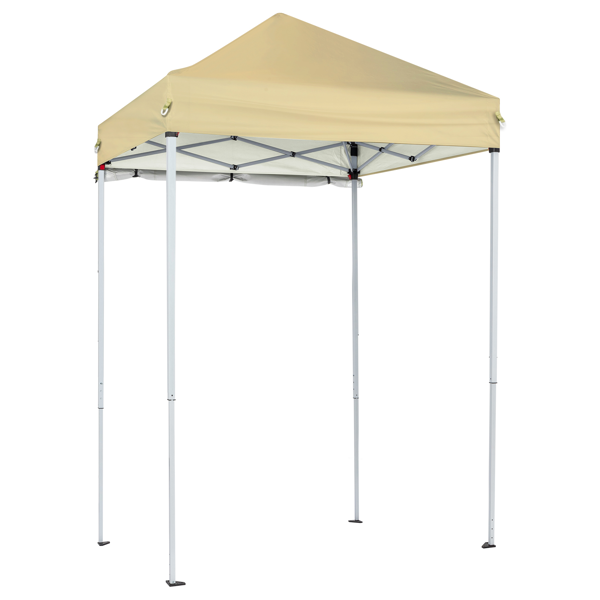 5X5FT 卡其色 带1面半围 折叠棚  白色喷塑钢管 围布带4个网格收纳袋 配拎包-5