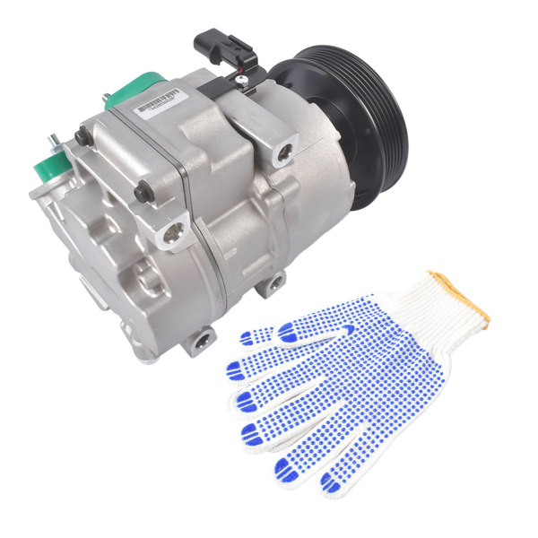 汽车空调压缩机 A/C Compressor with Clutch Fits for Hyundai Genesis 3.8 Sedan 4-Door 2009-2014 V6 3.8L 6-Groove Pulley 977013M001 977013M000-6