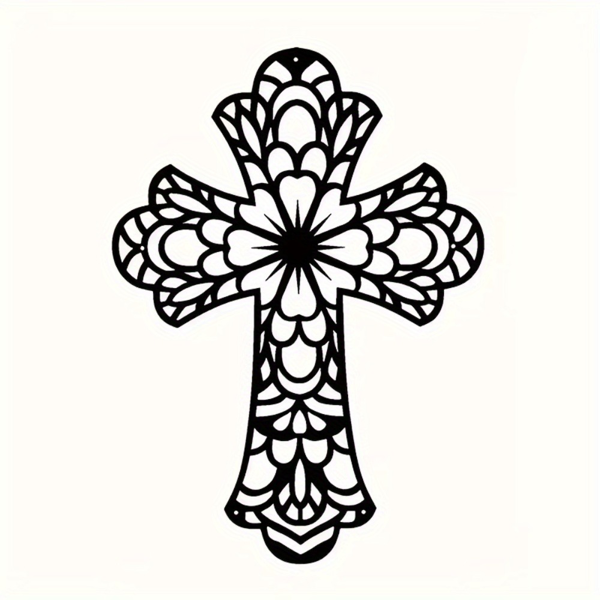 CIFbuy™ 复古风铁艺十字架装饰壁饰 高级感墙面雕塑 现代家居装饰（TikTok、temu 下自提）-2