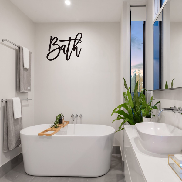 复古乡村风格浴室标志，字母型浴室装饰品，浴室装饰品，黑色现代墙面装饰，金属复古手工制作的浴室悬挂标志，适用于家庭使用的浴室装饰品，房屋装饰品。（TikTok、temu 下自提）-3