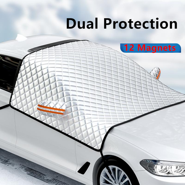 汽车挡风玻璃雪罩车窗镜磁性保护罩银色-7