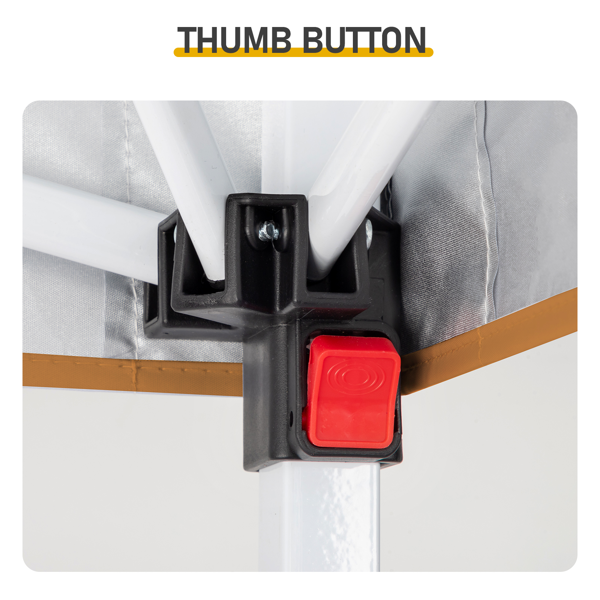 5X5FT 橙白条纹 4围(2围2门)  折叠棚 顶布/围布橙白条纹涂银 210D牛津布 白色喷塑钢管 带2个网格收纳袋 配拎包-12