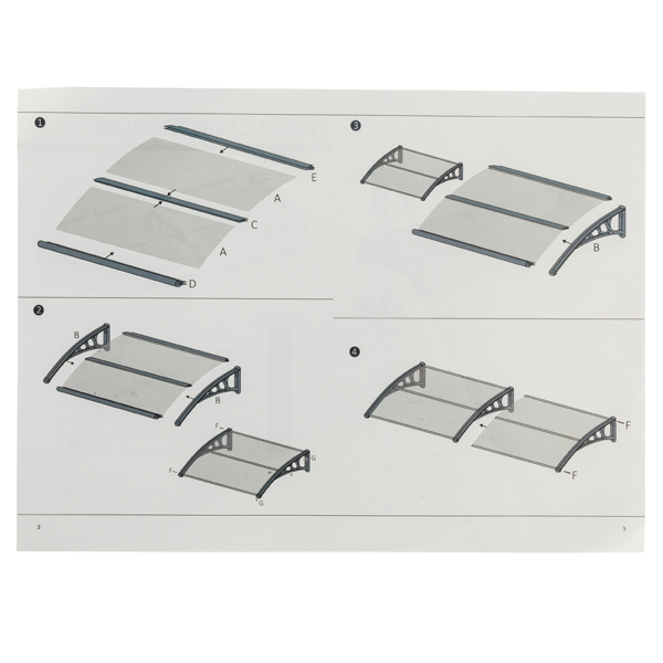 80*38in 透明板黑色支架 雨篷 塑料支架 阳光板 前后铝条（99972412同款）-10