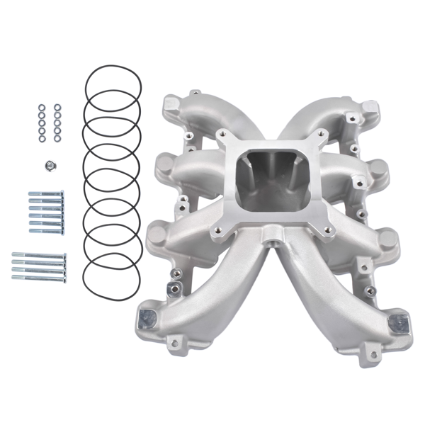 进气歧管 Single Plane Carb Intake Manifold 300-132 Fit for LS1 LS2 LS6 V8 5.7L Chevy Corvette V8 6.0L 2500-7000 Silver-4