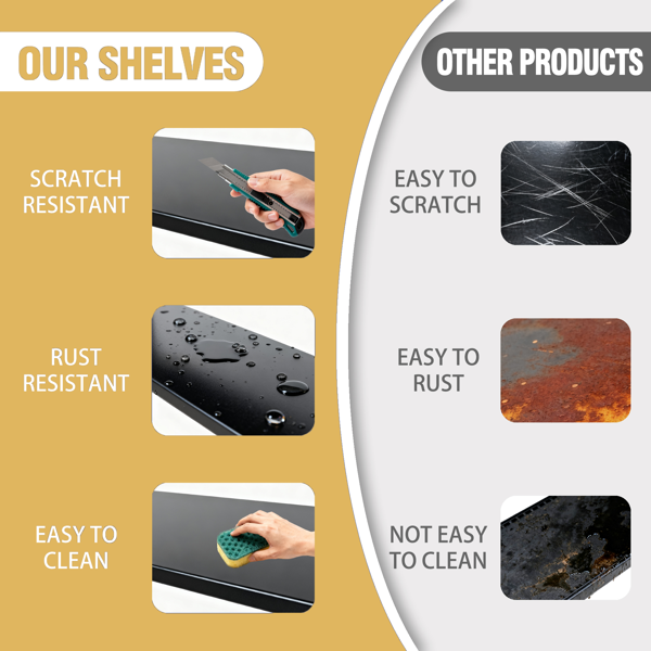 5层金属储物架，2200磅可调节金属搁板，黑色，需要组装-9