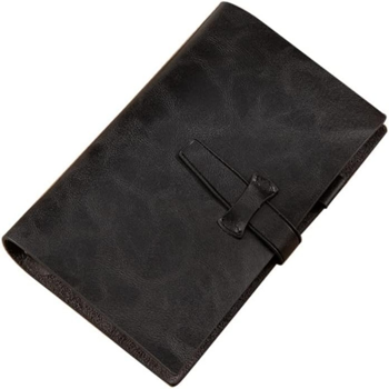 二层牛皮活页本可拆卸A5记事本 黑色