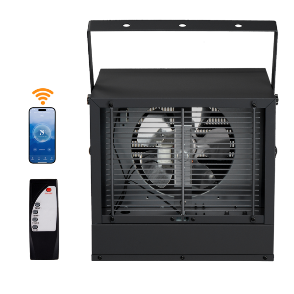 美规 CZ220W 240V 5000W 取暖器 黑色 铁 带WIFI/金属发热管/可调温/定时//带显示/带遥控器/不带电源线 工业取暖器-1