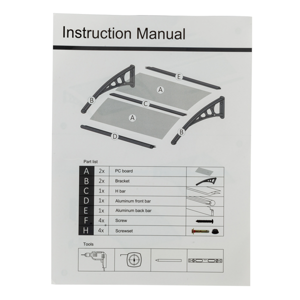 40*32in 透明板灰色支架 雨篷 塑料支架 阳光板 前后铝条-14