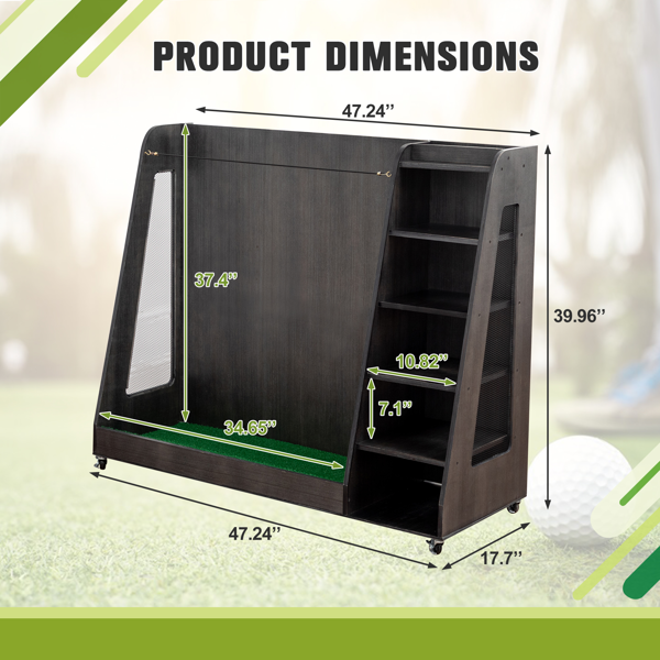 木质高尔夫球包存储架，灰色-2