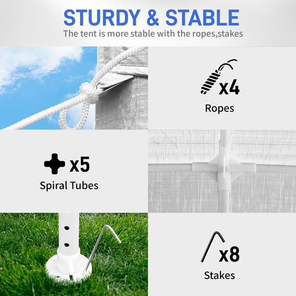 10*10ft  白色  4围 仿折叠棚 2门2窗  PE布 喷塑铁管-7