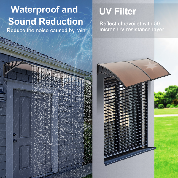 200*100cm 棕色板黑色支架 雨篷 ABS支架 一片式阳光板 前后铝条(72908277同款）-19