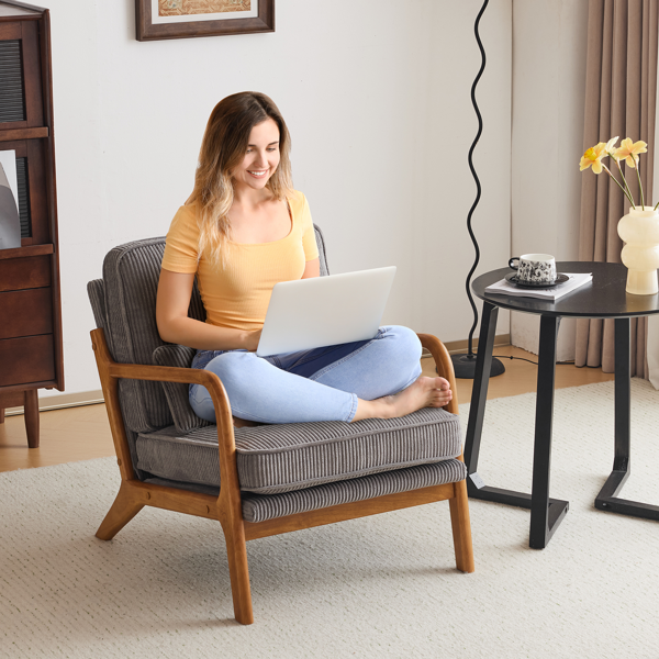 1pcs款 矮扶手椅 65*80*78cm 条绒 浅灰色 室内休闲椅-15