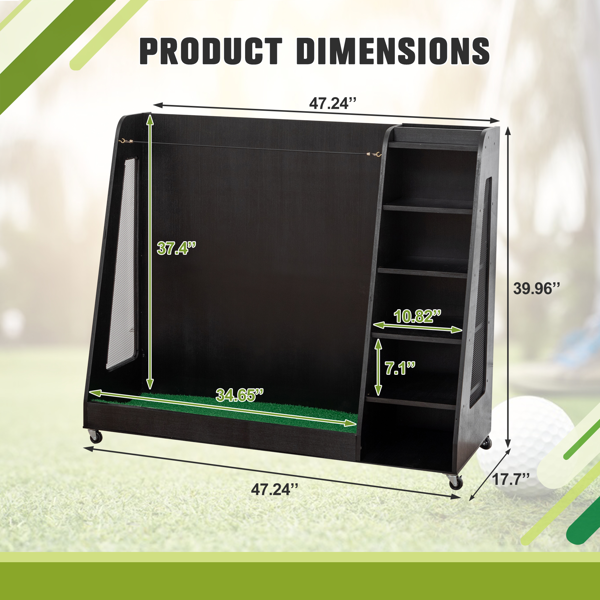 木质高尔夫球包存储架，黑色-2