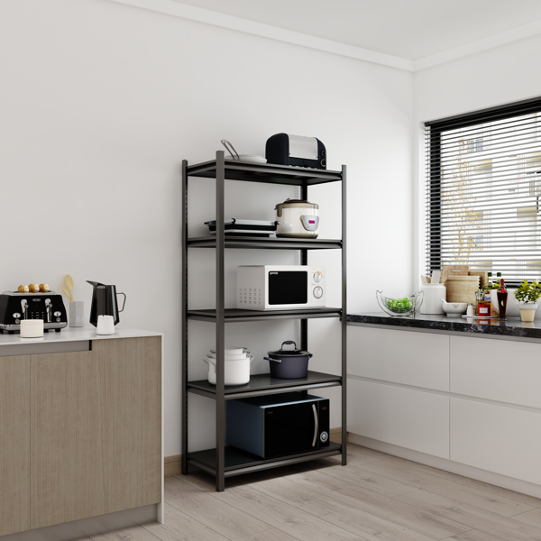 5层金属储物架，2200磅可调节金属搁板，黑色，需要组装-6