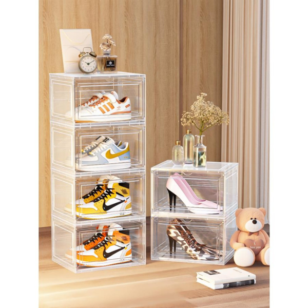 鞋盒 透明磁吸 白色 大号 6个装 34*27*20.5cm 侧开门-15