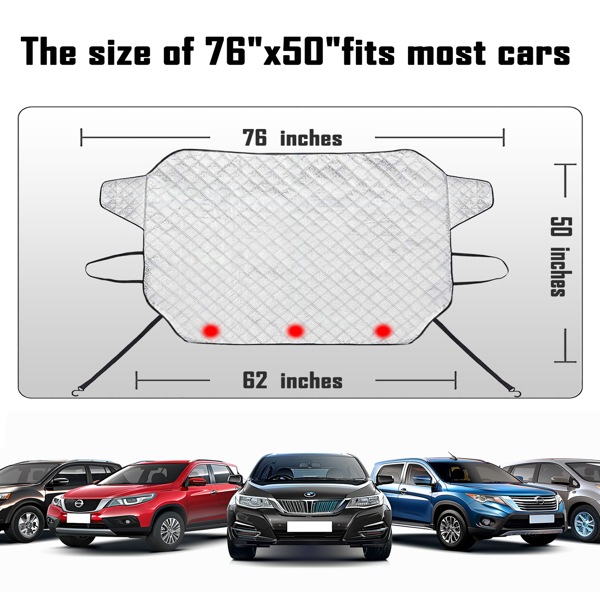 汽车挡风玻璃防雪防冰罩，三重防护层设计，磁吸式边缘防雪罩，有效抵御冰雪、雨水与阳光，适用于大多数标准轿车及SUV车型。-4