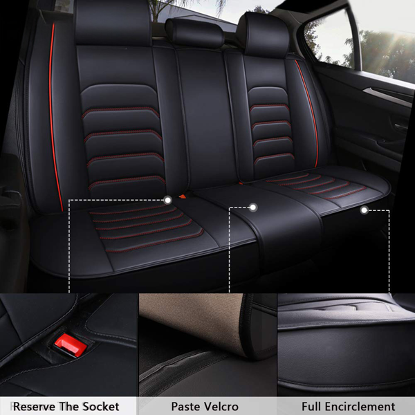 5座通用汽车座椅套，高级防滑设计，为汽车、卡车、SUV提供全覆盖保护，包括头枕-6
