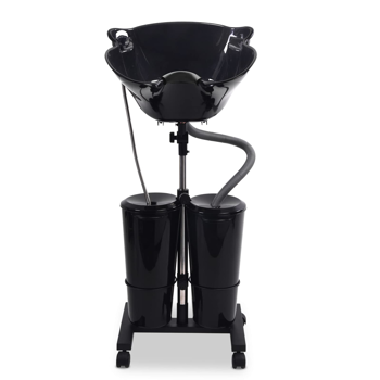 便携式洗发盆，带电动泵和双水箱，配备喷头，适用于沙龙及家庭，黑色