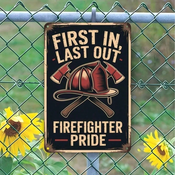 CIFbuy8x12 英寸 ( 20.3x30.5cm )复古风铝合金标牌Firefighter适用于家居、酒吧、车库（TikTok、temu下自提）-4