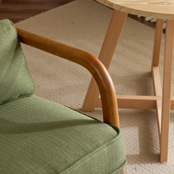 橡木扶手 单人休闲椅  室内休闲椅 橡木 软包 墨绿色 室内休闲椅 1pcs-25