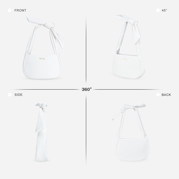 女士流浪者手提包，小号素皮流浪手提包肩包，带拉链-白色-2