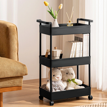 推车置物架 宽22cm 三层 黑色 大号6104