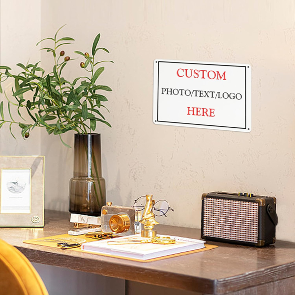 CIFbuy™ 定制金属装饰牌 个性化装饰金属牌 - 带有标志照片文字的定制房屋墙面标识牌匾（横向 8x12 英寸）（在 TikTok、temu 下可自提）-3