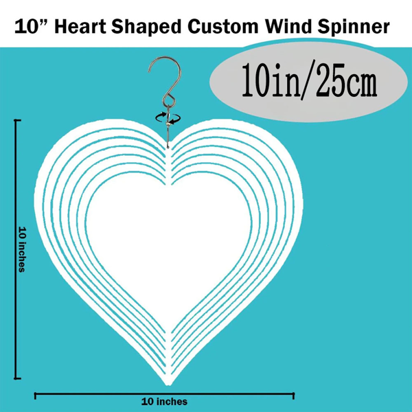 CIFbuy™心形风车定制设计，尺寸为 10 英寸 x 10 英寸（在 TikTok、temu 下可自提）-6