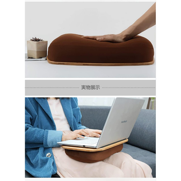 桌子 竹质膝上桌 带卡槽小号款-5