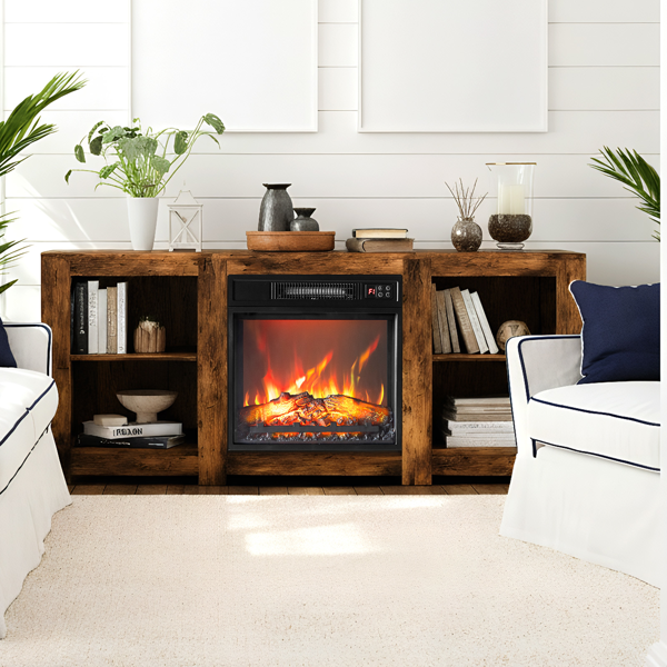 58寸腐木色双面交叉壁炉柜 149*40*60cm 18寸壁炉芯-7