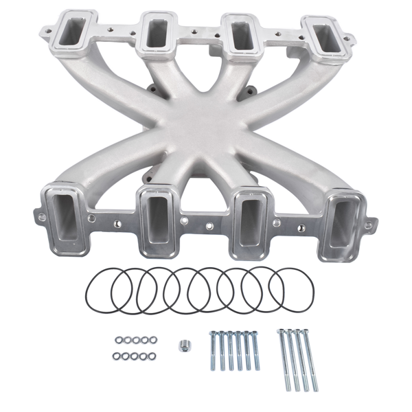 进气歧管 Single Plane Carb Intake Manifold 300-132 Fit for LS1 LS2 LS6 V8 5.7L Chevy Corvette V8 6.0L 2500-7000 Silver-6
