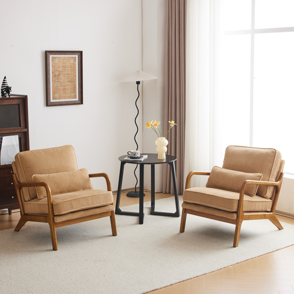 1pcs款 矮扶手椅 65*80*78cm 条绒 卡其色 室内休闲椅-31
