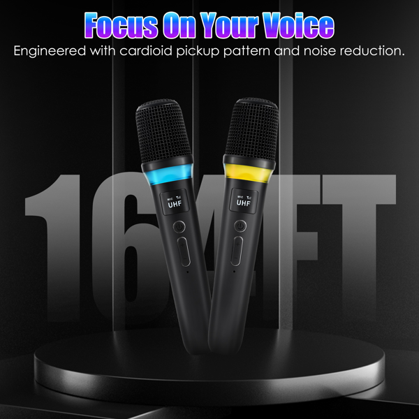 （自提可发加拿大，temu&tk下自提单）无线手持麦克风，164英尺（约50米）2.4GHz传输距离，心形指向降噪技术，即插即用带LED指示灯，适用于卡拉OK/舞台演出/婚礼/会议场合-10